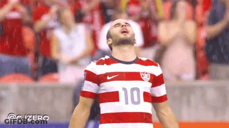Soccer Player Red White Striped Jersey Number 10 GIF