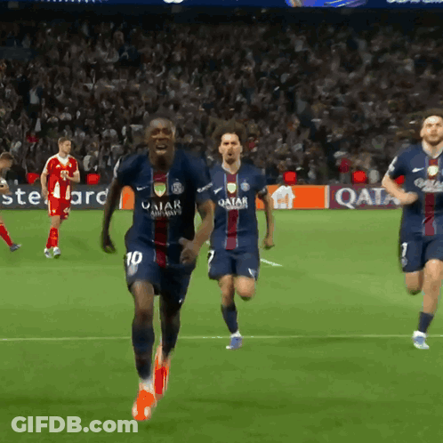 Soccer Player Running In Qatar Airways Jersey GIF