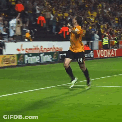 Soccer Player Running In Yellow Shirt GIF