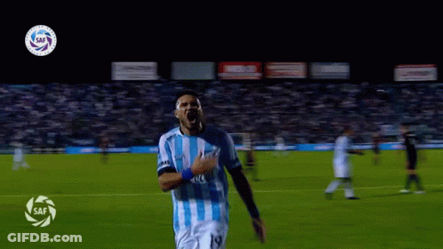 Soccer Player Running On Field With Saf Logo GIF