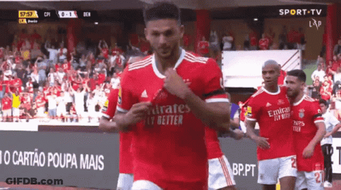 Soccer Player Running Red Emirates Fly Better Jersey GIF