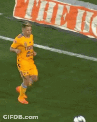 Soccer Player Running With Ball Home Banner GIF