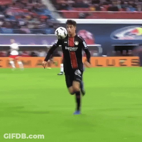 Soccer Player Running With Ball On Head GIF