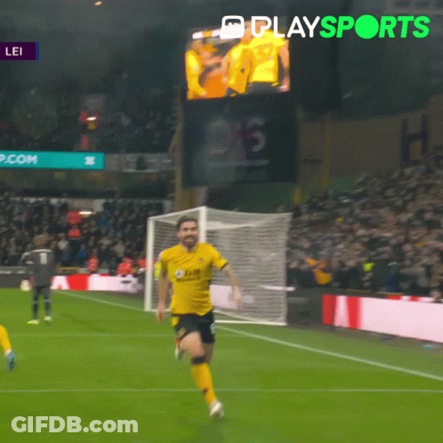 Soccer Player Running With Playsports Text GIF