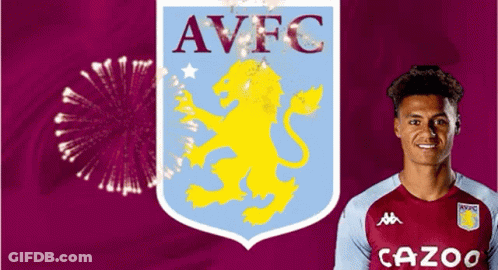 Soccer Player Standing In Front Of AVFC Crest GIF