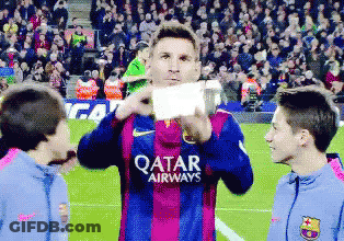 Soccer Player Wearing A Qatar Airways Jersey Taking A Picture Of Himself GIF