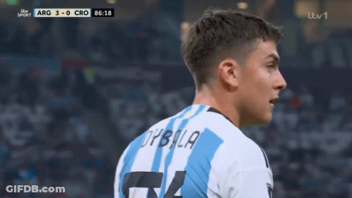 Soccer Player Wearing Dybala Jersey GIF
