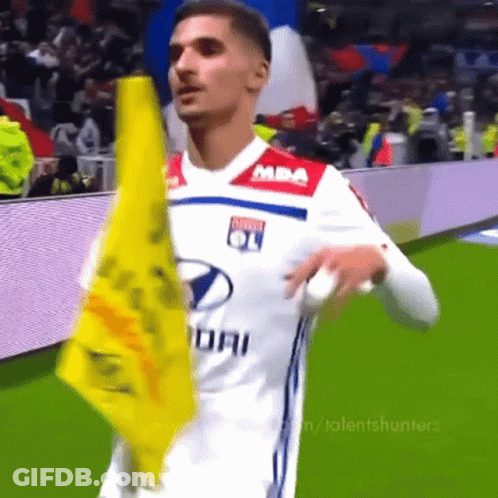 Soccer Player White Jersey Hyundai Holding Yellow Flag GIF