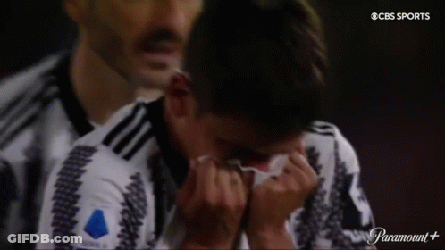 Soccer Player Wiping Eyes With Tissue In CBS Sports Ad GIF