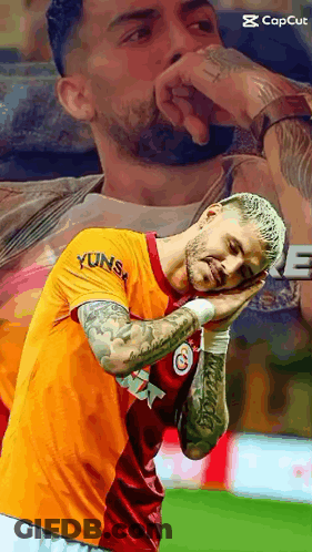 Soccer Player With Arm Tattoo And Orange Shirt Yunsa GIF