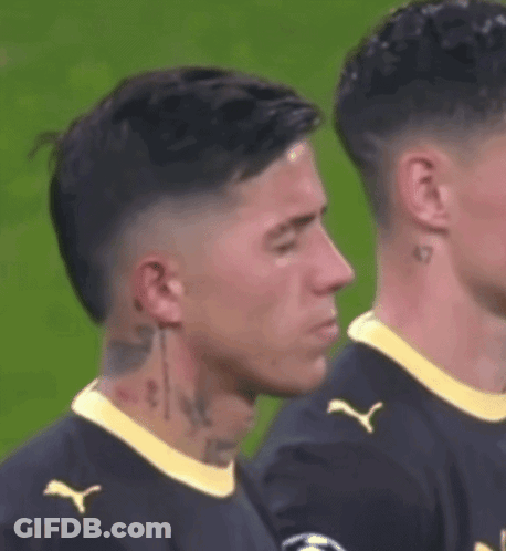 Soccer Player With Neck Tattoo Standing Next To Another GIF