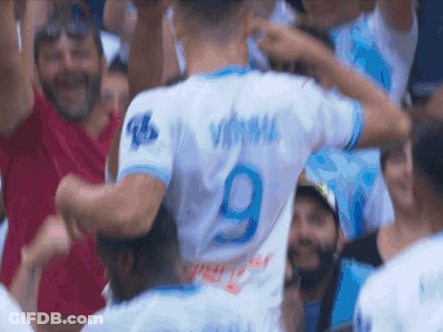 Soccer Player With Number 9 On Shirt GIF