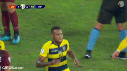 Soccer Player Yellow Blue Striped Jersey 19 GIF