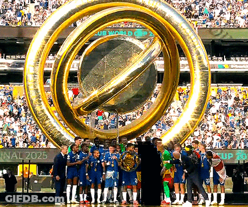 Soccer Players And Final 2025 Trophy GIF