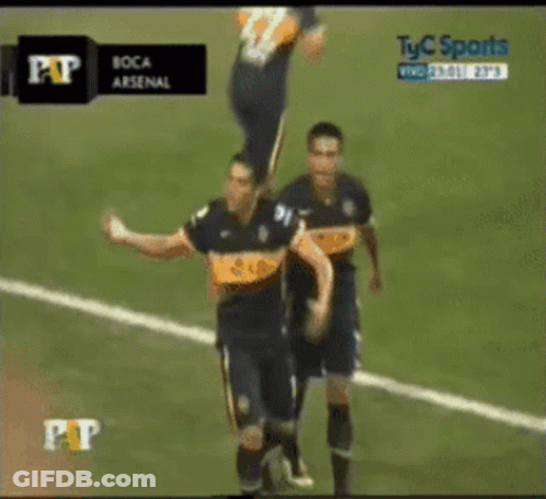 Soccer Players Celebrating Goal GIF