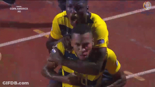 Soccer Players Celebrating Goal At Copa America GIF