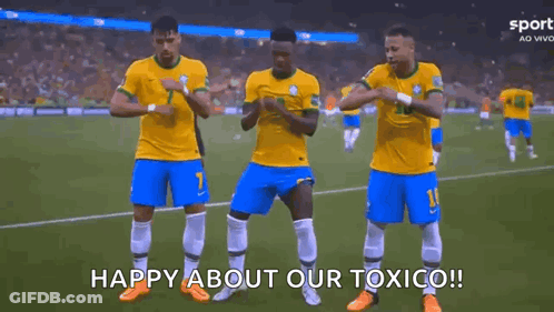 Soccer Players Celebrating Goal Happy About Our Toxico GIF
