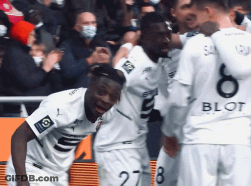 Soccer Players Celebrating Goal GIF