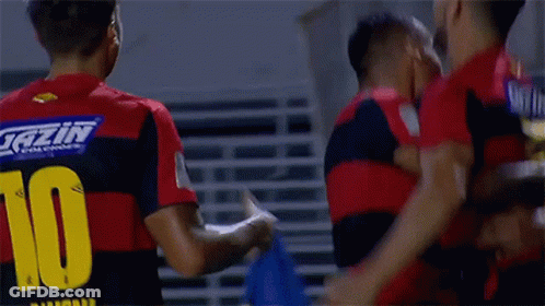 Soccer Players Celebrating Goal Number 10 GIF