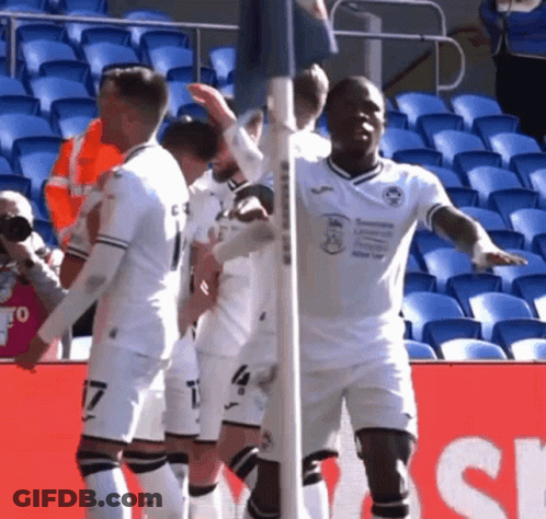 Soccer Players Celebrating Goal SR GIF