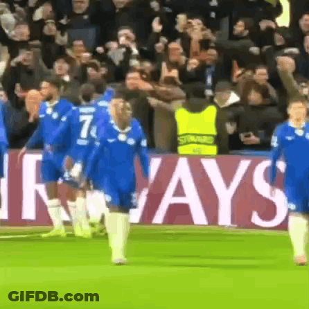 Soccer Players Celebrating Goal Ways Sign GIF