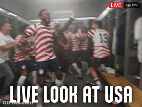 Soccer Players Celebrating Locker Room Live Look At USA GIF