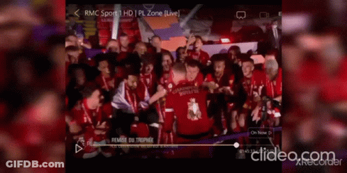 Soccer Players Celebrating With Trophy GIF