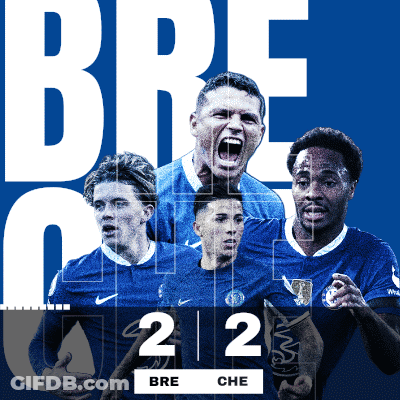Soccer Players Collage Bre 2 Che On Blue Background GIF