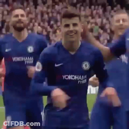 Soccer Players Dancing In Blue Jerseys GIF