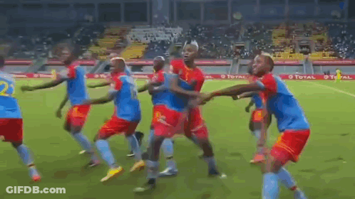 Soccer Players Dancing On Field GIF