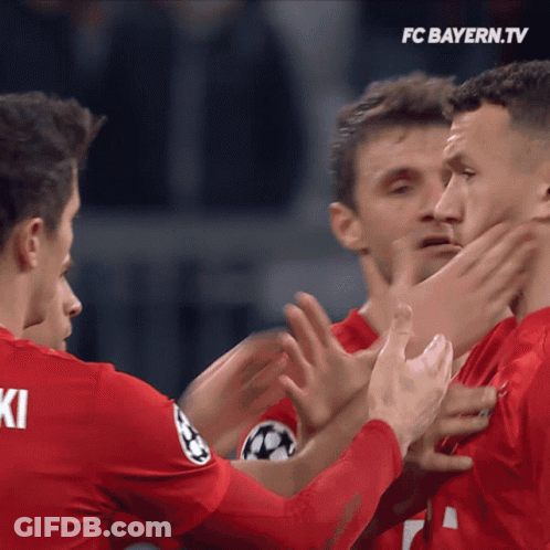 Soccer Players High-Fiving FC Bayern.TV Logo GIF