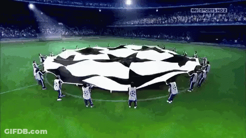 Soccer Players Holding Flag In Circle GIF