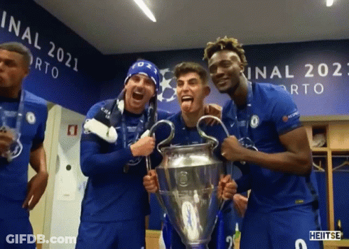 Soccer Players Holding Trophy 2021 GIF