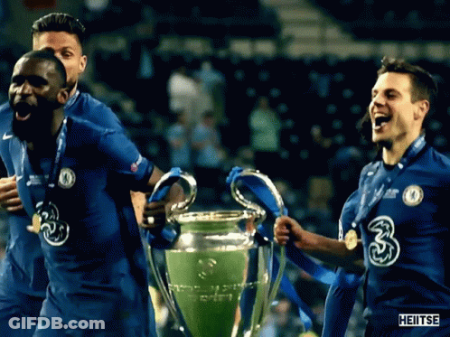Soccer Players Holding Trophy With Number 3 GIF