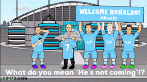 Soccer Players Holding Welcome Ronaldo Sign GIF