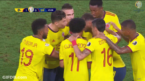 Soccer Players Huddled With Number 11 GIF