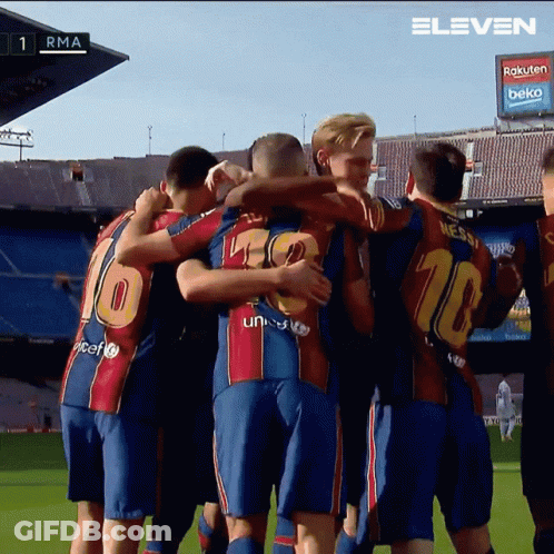 Soccer Players Huddling With Number 10 GIF