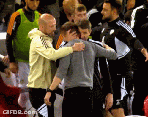 Soccer Players Hugging In Adidas Vest GIF
