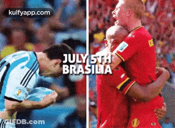 Soccer Players Hugging July 5Th Brasilia GIF