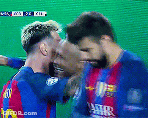 Soccer Players Hugging GIF