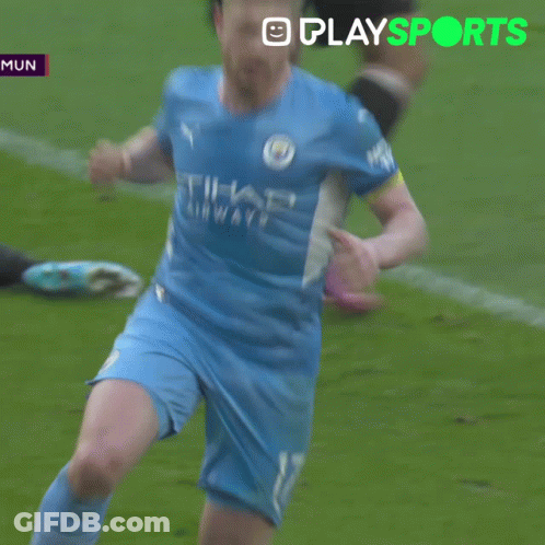 Soccer Players Hugging With Play Sports Logo GIF