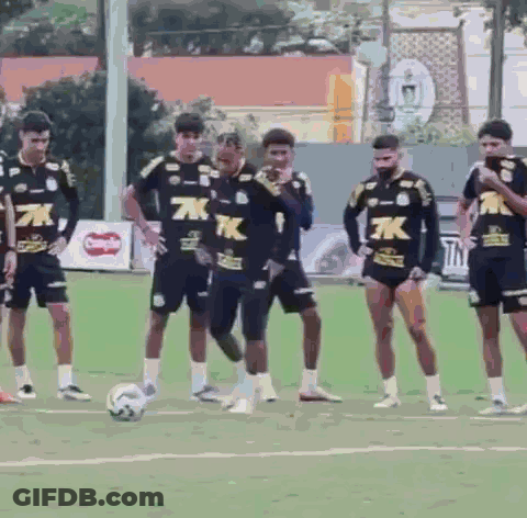 Soccer Players In 7K Jerseys Around Ball GIF