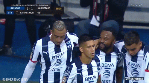 Soccer Players In BBVA Jerseys GIF