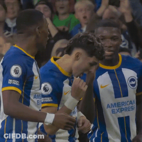 Soccer Players In Blue And White Jerseys Saying No Room For Error GIF