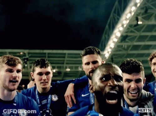 Soccer Players In Blue Chelsea Shirts GIF