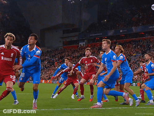 Soccer Players In Blue Jersey Number 18 GIF