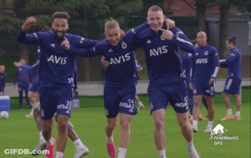 Soccer Players In Blue Uniforms With Avis GIF