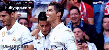 Soccer Players In Front Of Crowd With Fly Emirates Jersey GIF