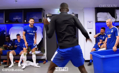 Soccer Players In Locker Room With Chelsea TV GIF