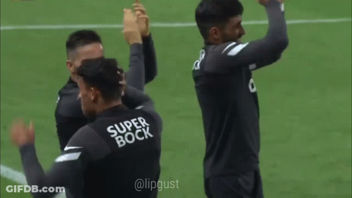 Soccer Players In Super Bock Shirts GIF